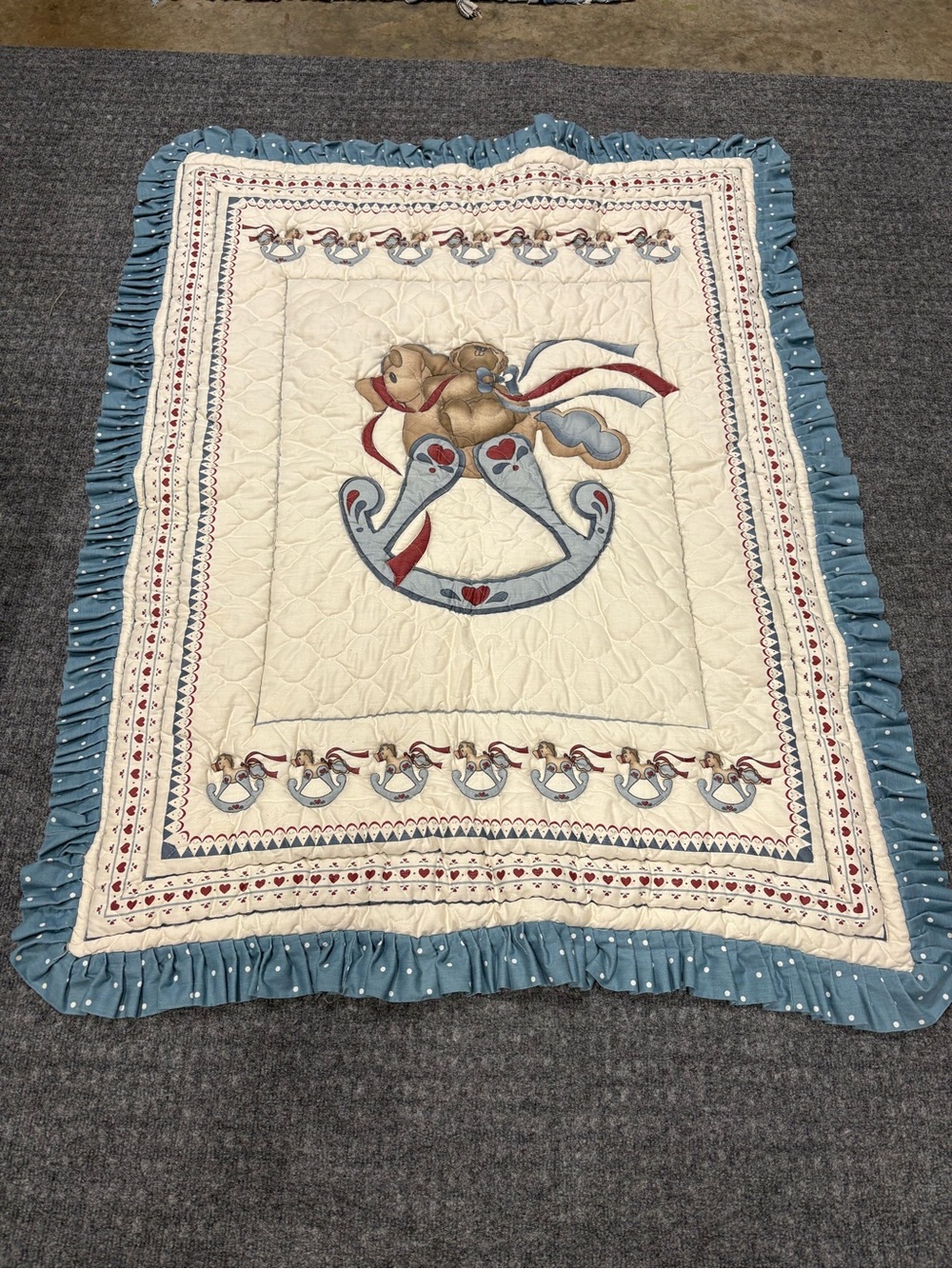 Teddy Rocking Horse Quilted Baby Throw
